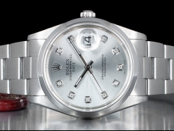 Rolex Date 34 Argento Oyster Silver Lining Diamonds - Double Dial 15200